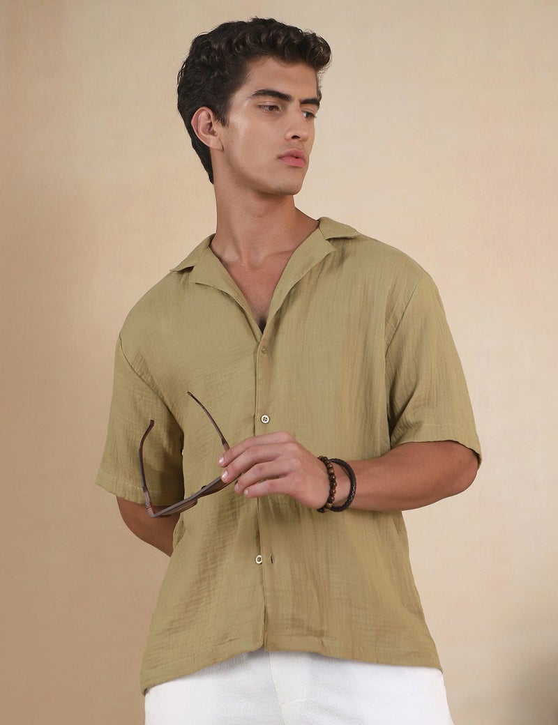 fyltr Men's Half Sleeve Solid Shirt - 100% Cotton | Regular Fit | Camp Collar | Casual Shirts for Men - Image 1